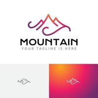 Wave Mountain Nature Adventure Unique Monoline Logo vector