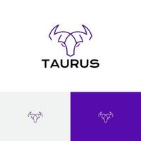 Horned Animal Bull Taurus Goat Monoline Logo vector