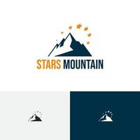 estrellas montaña pico cumbre naturaleza explorar aventura logo vector