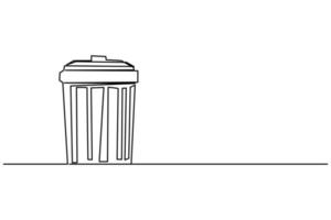 logo single continuous line hand drawn trash can vector