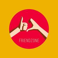 friendzone Hand Symbol. One hand showing thumb up. Second hand showing heart part vector