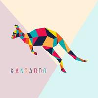 kangaroo low poly illustration. Jumping Kangaroo in colorful low poly vector