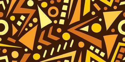 VECTOR HORIZONTAL SEAMLESS BROWN ABSTRACT PATTERN WITH GEOMETRIC ELEMENTS