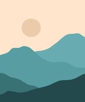 abstact wavy shapes mountain and hills landscapes, vector illustration scenery in earthy and terracotta color palette