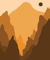 abstact wavy shapes mountain and hills landscapes, vector illustration scenery in earthy and terracotta color palette