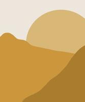 abstact wavy shapes mountain and hills landscapes, vector illustration scenery in earthy and terracotta color palette