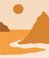 abstact wavy shapes mountain and hills landscapes, vector illustration scenery in earthy and terracotta color palette