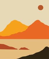 abstact wavy shapes mountain and hills landscapes, vector illustration scenery in earthy and terracotta color palette