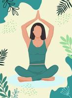 A poster for a yoga center with a girl in a lotus pose. vector