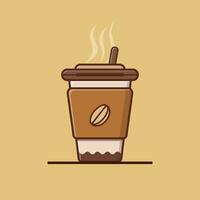 Vector icon illustration of hot coffee in a cup. Drink concept. Simple premium design