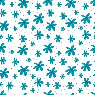 Cute seamless pattern with flowers and round spots. Funny floral print. floral background with small white scattered flowers and dots. Simple girly print. for design and fashion prints
