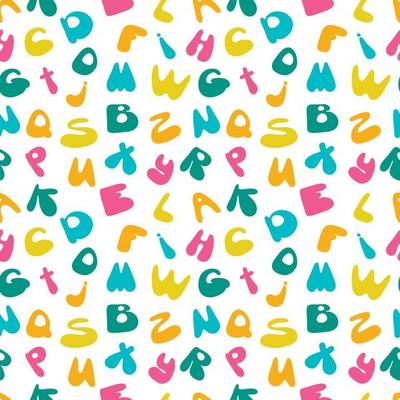 Colorful seamless pattern with English letters, alphabets. ABC background.different letters ABC. Colorful school pattern for children. Multicolor background for kids. Alphabet studying background.