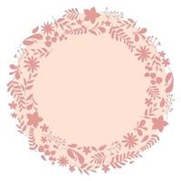 Floral Wreath branch. Floral round frame of twigs, leaves and flowers. for the Valentine's day, wedding decor, wedding invitation, branding, boutique logo label. round frame of flowers vector