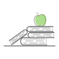 Stack of books with apple vector
