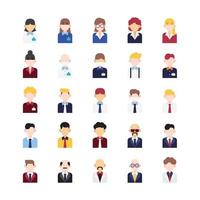 Business man flat icons set. office people outline icon collection, vector