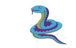 Blue snake with the tongue out vector