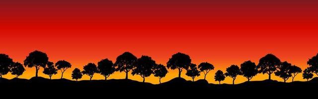 trees silhouette seamless sunset background vector
