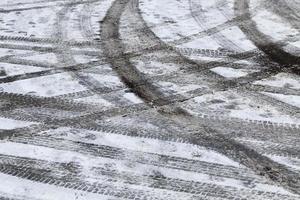 temporada de invierno, carretera de cerca foto