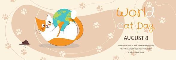 World cat day horizontal banner vector illustration design.