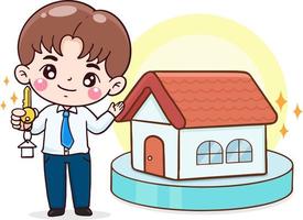 cartoon character man with home loan financial and debt concept,mortgage loan, flat illustration vector