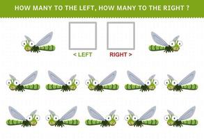 Education game for children how many dragonfly go to the left and how many to the right vector