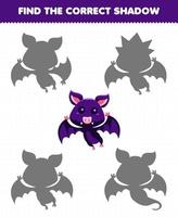 Education game for children find the correct shadow set of cute bat vector