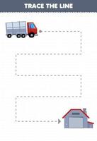 Education game for children handwriting practice trace the lines help transportation truck move to warehouse vector
