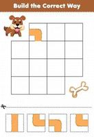 Education game for children build the correct way help cute dog move to bone vector