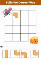 Education game for children build the correct way help cute mouse move to cheese vector