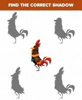 Education game for children find the correct shadow set of cute chicken vector