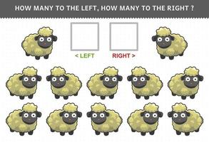 Education game for children how many sheep go to the left and how many to the right vector