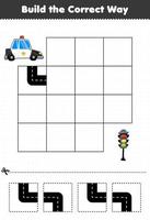 Education game for children build the correct way help police car move to traffic lamp vector