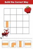 Education game for children build the correct way help cute ant move to apple vector