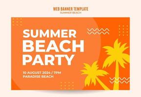 Summer Day - Beach Party Web Banner for Social Media Poster, banner, space area and background vector