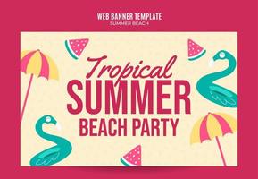 Summer Day - Beach Party Web Banner for Social Media Poster, banner, space area and background vector