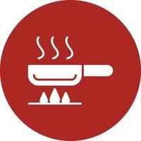 Frying Pan Glyph Circle Multicolor vector