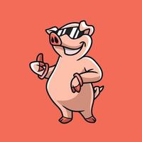 Fun Looking Cartoon Pig Character vector