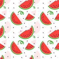 Seamless pattern of watermelon sliced on white background. vector