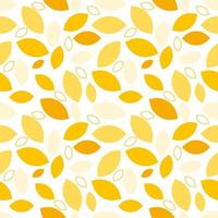 Autumn background seamless pattern of yellow leaves on white background vector