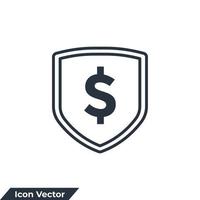 Ilustración de vector de logotipo de icono seguro. plantilla de símbolo de protección de escudo para la colección de diseño gráfico y web