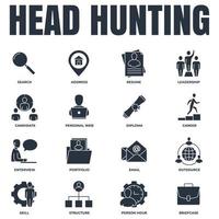 Set of Head Hunting, career, resume, enterview, candidate and more icon logo vector illustration. recruiting pack symbol template for graphic and web design collection