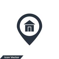 Ilustración de vector de logotipo de icono de dirección. plantilla de símbolo de ubicación de inicio para la colección de diseño gráfico y web