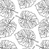 plantas tropicales patrón floral de la selva sin costuras. fondo de vector de impresión de hojas de palma de papel tapiz de verano de moda en estilo gris blanco y negro