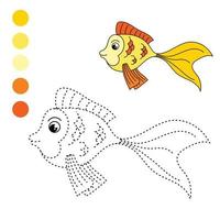 pescado hermoso. Juego educativo punto a punto para niños. vector