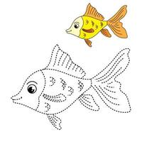 Trace and color for kids, fish vector