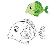 Trace and color for kids, fish vector