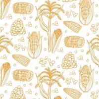 Corn graphic yellow color seamless pattern sketch illustration vector