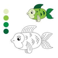 Fish Beautiful. Dot to Dot Educational Game for Kids. vector