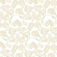 Seamless pattern with the image of a piece of cheese in a sketch style. Vintage orange food. Design for decor, paper and textiles. vector