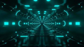 Abstract dark sci-fi tunnel with green light seamless loop, 4k 3d animation background video